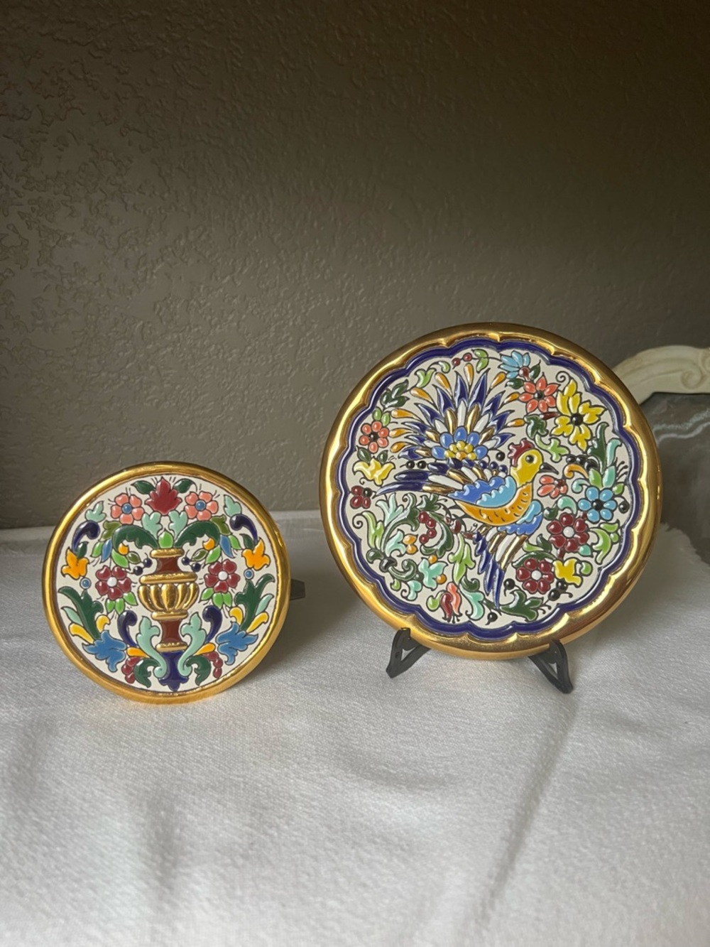 vintage hand-painted decorative ceramic plates made in Seville, Spain